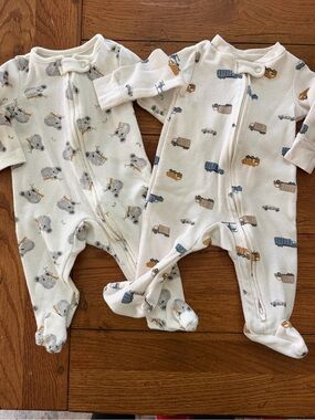 Carters Cream Waffle-Knit Baby One-Piece Footed Sleepers - Set of 2